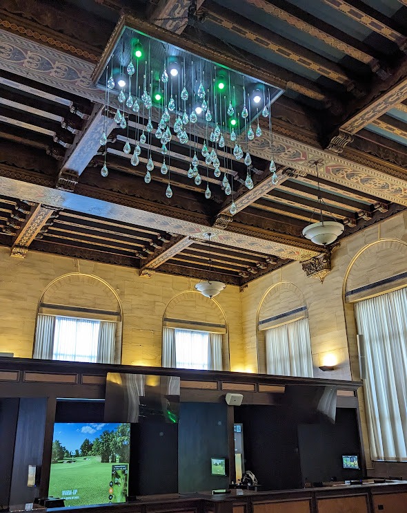 Bays with chandelier